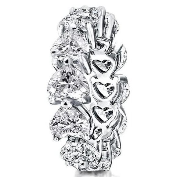 Italo Eternity Heart Created White Sapphire Ring-Size 7 - Picture 2 of 6